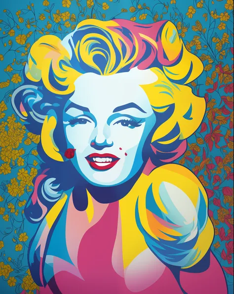 "marilyn monroe",smiling,pop art)