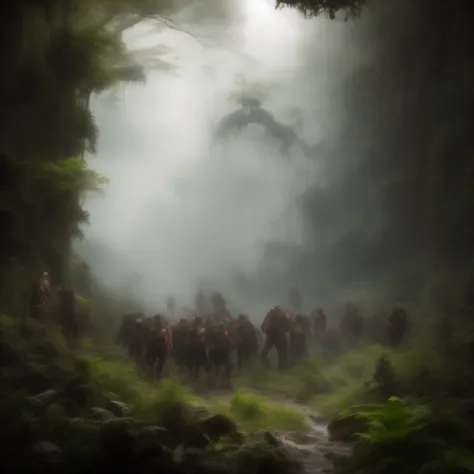 SDArt mds A lot of wild people in the dense jungle