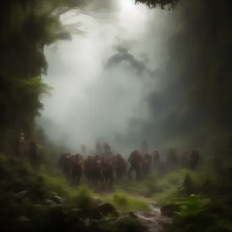 SDArt mds A lot of wild people in the dense jungle