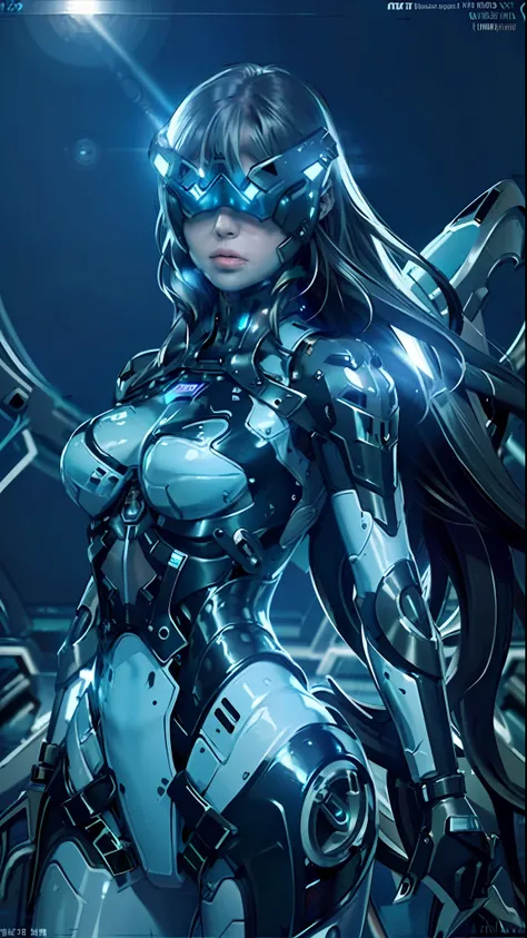 ((best quality)), ((masterpiece)), (highly detailed:1.3), 3d,rfktr_technotrex, beautiful cyberpunk woman with voluminous hair ha...