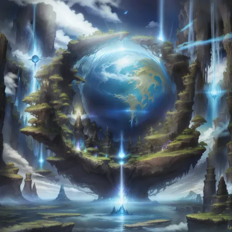 creation of the dark fantasy world by the gods, principle, light, waters, heavens, earth, elements of nature