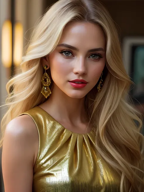 photo of a stunning beautiful woman in the cover of a fashion magazine, long messy windy blonde hair, green eyes, (Vogue magazine cover:1.3), (cosmopolitan15:1.2), modelshoot style, (extremely detailed CG unity 8k wallpaper), photo of the most beautiful ar...
