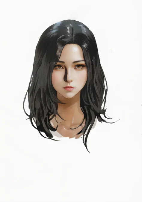 anime girl with long black hair and a white shirt, portrait of anime woman, face anime portrait, anime style portrait, in the ar...