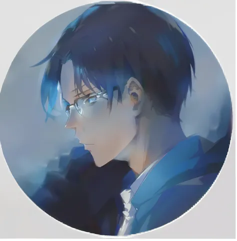 arafed picture of a man with blue hair and glasses, levi ackerman, portrait of eren yeager, male anime character, eren yeager, ( ( ( yoshinari yoh ) ) ), handsome guy in demon slayer art, inspired by Bian Shoumin, male anime style, high quality fanart, ins...