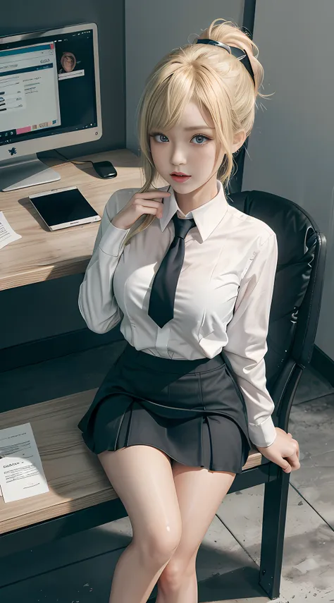 high quality, best quality, masterpiece, 8k, ultra-real, ridiculous, vibrator in panties, 1 girl, office, blonde, business suit,...