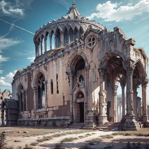 a grand church ruins, byzantine style, baroque --auto --s2