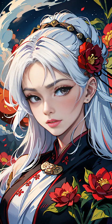 (8K quality: 1.3), (Best image quality: 1.2), 1 female, (face details), perfect face, sexy face shape, unique, (overall detail details: 1.4), (imperial water), Chinese Hanfu, flowers, perfect combination of dream and fairy, (masterpiece: 1.2), Tang Dynasty...