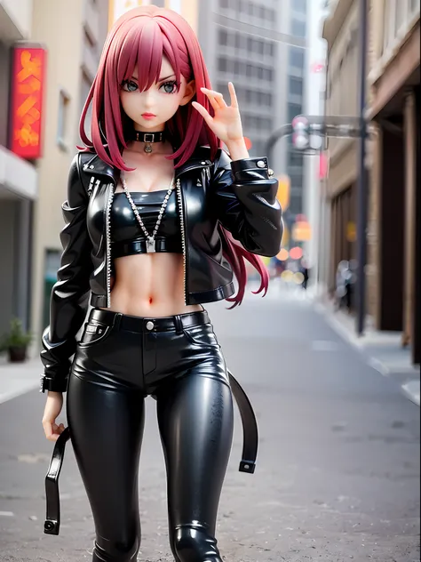 highres, ultra detailed, (1 young beautiful girl, solo:1.1),rock style, edgy clothing, leather jackets, band tees, studded accessories, skinny jeans, bold makeup, statement footwear,wakame,wakame,wakame,