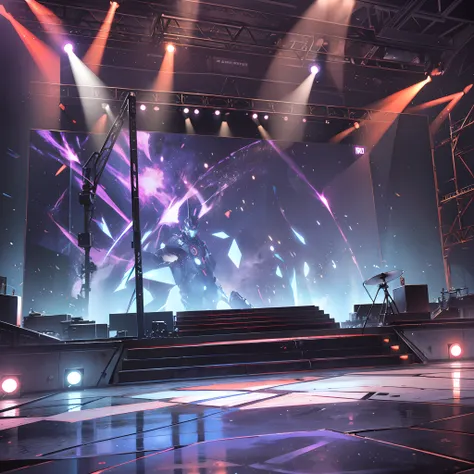 a rectangular stage with a height of 60cm, a length of 3000cm, and a width of 1000cm, a large led curved screen with a height of...