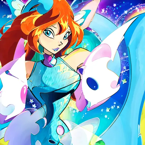 transformed winx drawing bloom, fairy wings, magic, all winx, fly, bilievix, orange hair, blue eyes, 18 year old girl, thin, bes...