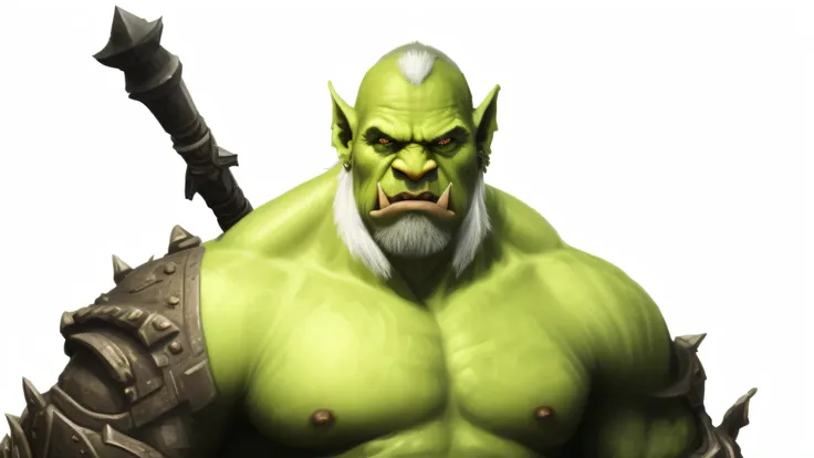 a close up of a man with a green face and a sword, orc, orc themed, ogre, green orc female, an orc, orc looking into the camera,...