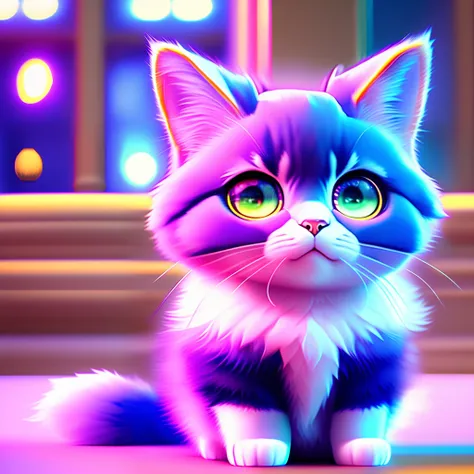 high quality 3 d render hyperrealist very cute fluffy!  cat  with , vray smooth, in the style of detective pikachu, hannah yata ...