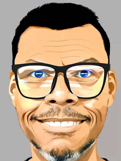 guttonerdreliberate1, drawing of a man with glasses, front view, looking at the camera, portrait, minimalist, vector, pastel colors