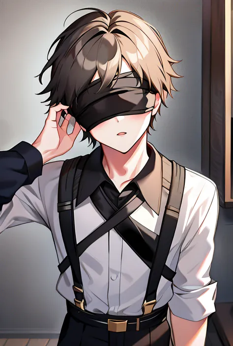 1boy, blindfold