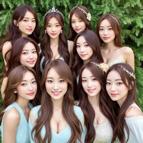 group photo,multiple japan women,japan people, pretty women, 5 girls,watch viewer,photoreal,shiny skin,,cleavage,(beauty face:1....