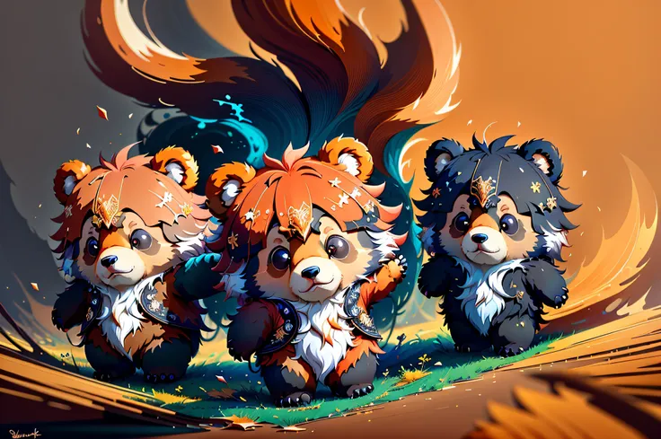 splash00d, chibi bear, very long furs, (cute:1.6)