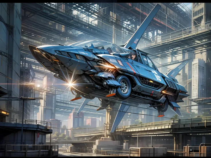The "Flying Car," a masterpiece of the highest image quality depicting the "Futuristic City of Tokyo," shines brightly, and sci-fi architecture colors a world beyond reality. --v6