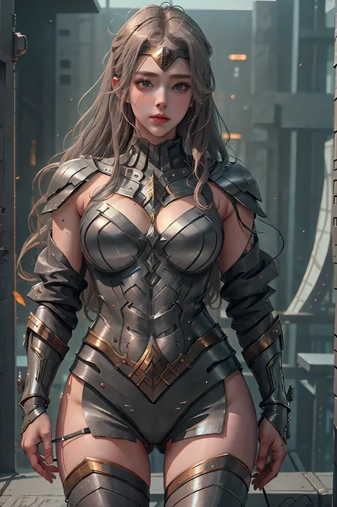 Masterpiece, best quality, agrias, gray sweater, black mesh, standing, looking at the viewer, wonder woman, realistic. --auto --s2