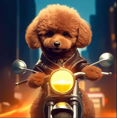 araffe dog in leather jacket riding on a motorcycle in the city, riding a motorcycle, profile picture, biker, high quality portrait, looking heckin cool and stylish, riding on the road, cheburashka, motorcycle, avatar image, profile image, by derek zabrock...