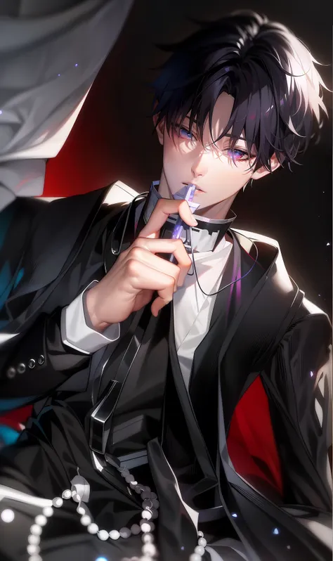 anime - style image of a man in a white shirt and black tie, anime key visual of elegant, makoto kano, shigenori soejima illustr...