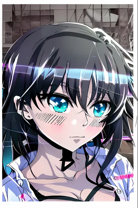 anime girl with blue eyes and black hair in a white shirt, anime moe artstyle, anime visual of a cute girl, by Jin Homura, iwakura lain, gapmoe yandere, hestia, close up iwakura lain, tsuaii, anime portrait of shiina ringo, sad cerulean eyes, portrait of l...