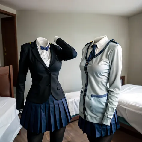 invisible girls, ((without humans)), headless, headless, empty, handless, headless, invisible girls, school uniforms, school swe...