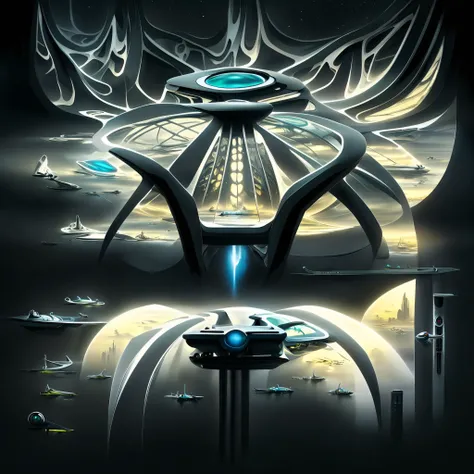 Anti matter power reactor, black hole breeder, symmetry,futuristic International space Station,travel, spaceships, cyberpunk,space docking stations, technology to harness power from star systems, planets, docks and refuelling hanger, anti matter Reacto...