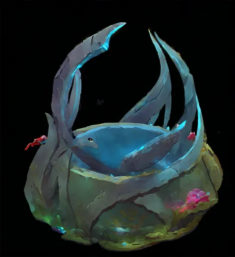 A stone base, good styling, Vernadskys intellectual circle, artifact Dota 2, League of Legends style, Riot game concept art, highly stylized, graphics of magic glass containers, liquid headdresses, tan skin, sink (fish tank)))
