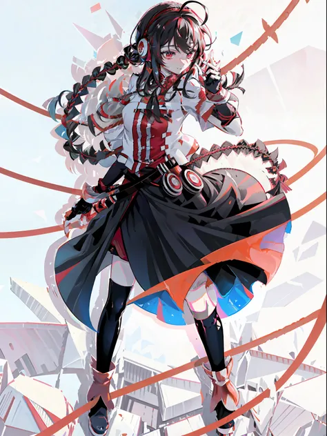 a close up of a person in a dress with a cat ears, rin tohsaka, gothic maiden anime girl, black and reddish color armor, outfit design, grayscale phtoto with red dress, black and red armor, character design : : gothic, cute anime waifu in a nice dress, ani...
