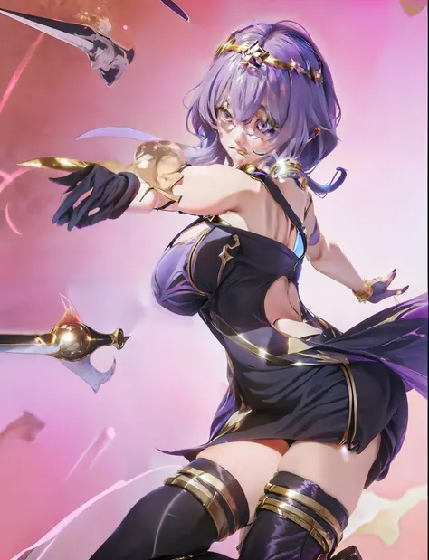 Anime girl purple hair and black dress holding golden ball, Ayaka Genshin Impact, Ayaka Game Genshin Impact, Tight Short Skirt Succubus, Kusat Krenz Key Art Feminization, Seductive Anime Girl, Anime Goddess, Should Tear Blood, Katshiyoshi from Genshin Impa...