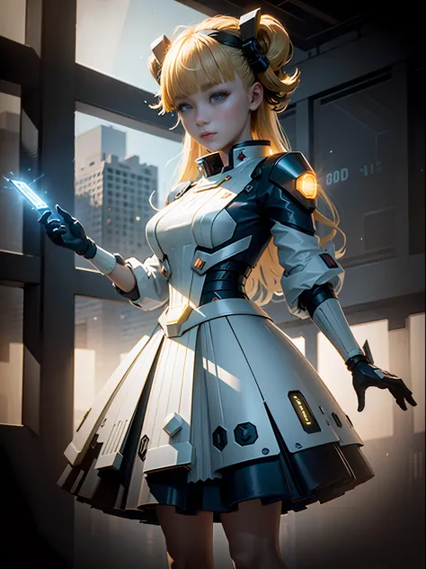 ((best quality)), ((masterpiece)), (highly detailed:1.3), 3d,shitu-mecha, beautiful cyberpunk women with her mecha in the ruins ...