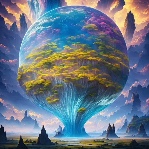 "Dreamscape": A surreal dreamscape where reality and imagination merge, featuring floating islands, shifting landscapes, and surreal creatures that defy logic, Surrealism, color field printing, high detail, UHD, 8k, anatomically correct, cinematic lighting...