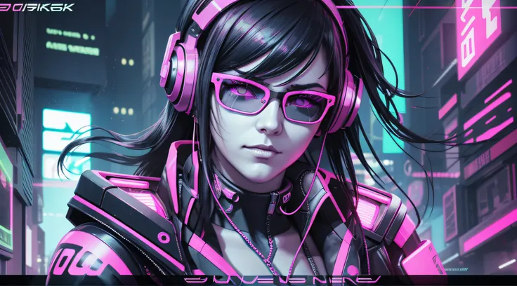 cyber girl in headphones and glasses with neon lights, has cyberpunk style, cyberpunk vibes, cyberpunk futuristic neo, cgsociety cyberpunk, style of cyberpunk, cyberpunk futuristic, cyberpunk vibe, in cyberpunk style, more and more cyberpunk, cyberpunk bas...