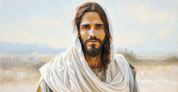 man with beard and white shawl on his head, jesus christ, dressed as jesus christ, jesus of nazareth, face of jesus, greg olsen,...