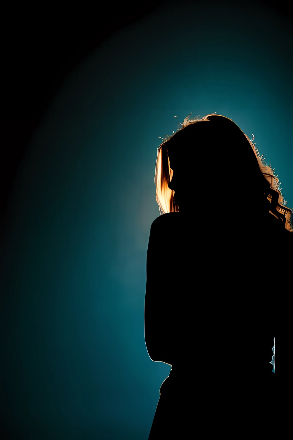 silhouette photography beautiful woman in the front spotlight, 8k uhd, sharp focus, masterpiece, raw photo, high quality, highre...