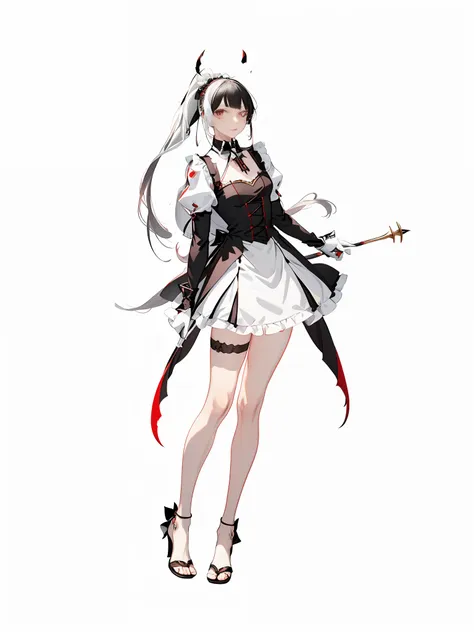 long black hair, high ponytail, european rapier with black hair, bangs tilted to one side --auto --s2