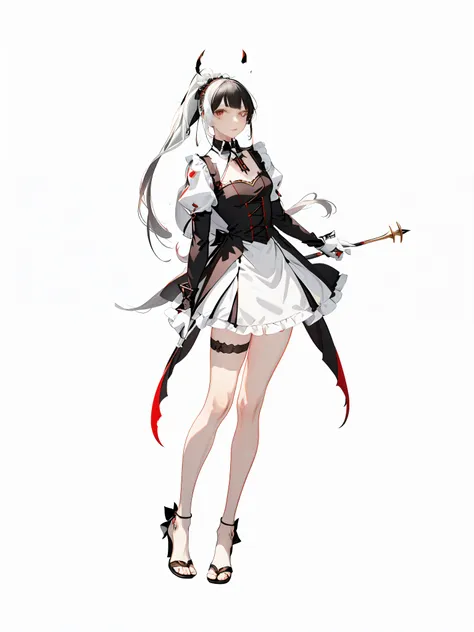 long black hair, high ponytail, european rapier with black hair, bangs tilted to one side --auto --s2