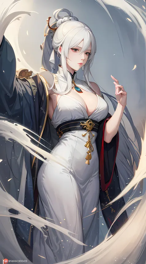 a close up of a woman with white hair and a white mask, beautiful character painting, guweiz, artwork in the style of guweiz, white haired deity, by Yang J, epic exquisite character art, stunning character art, by Fan Qi, by Wuzhun Shifan, guweiz on pixiv ...
