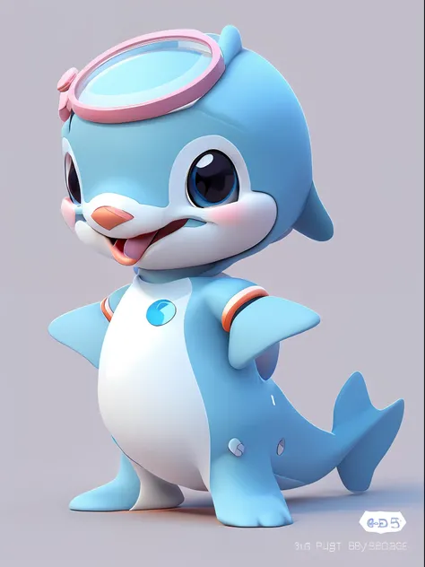 There is a blue pterosaur with a brown hat and goggles, cute digital painting, cute! C4d, cute 3d rendering, robot human pterosaur, cute cartoon characters, animated characters, 3d characters, cute digital art