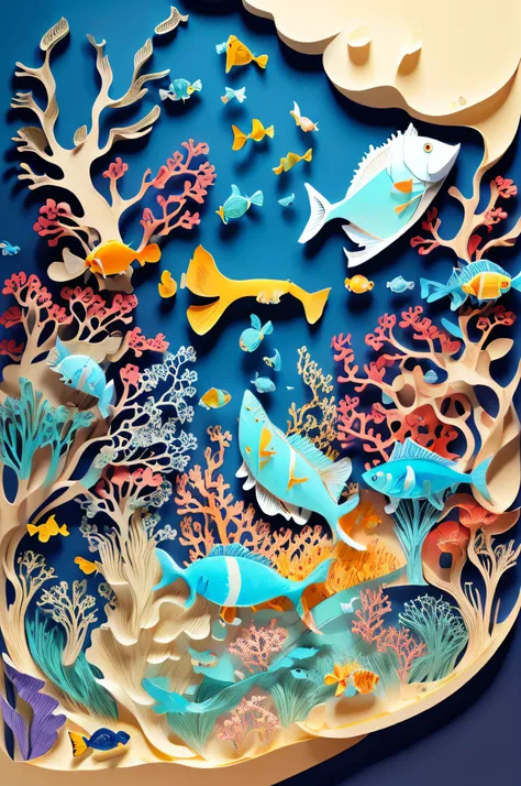 (((masterpiece))),bestquality,illustration,beautifuldetailedglow,
paper_cut, cat, underwear, (fish)