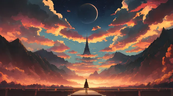 (Best quality),(masterpiece),(ultra detailed),(high detailed),(extremely detailed),anime scenery,miyazaki,arashi miyazaki,dramatic lighting,sense of awe,symmetrical composition,minimalist,epic composition,8k resolution
