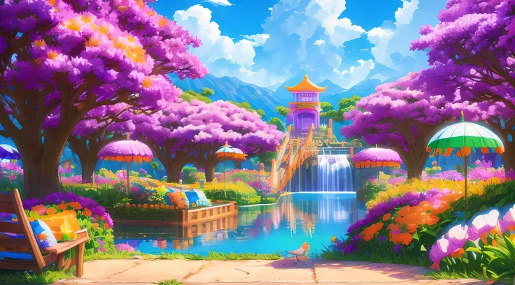 (Best quality),(masterpiece),(ultra detailed),(high detailed),(extremely detailed),anime scenery, cinematic, 3d render by lisa frank