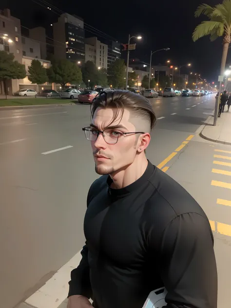Make this Photo a chad man maligno muscle pose, ultra giga chad