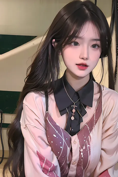 Brunette Bob, (8k, RAW photo, realistic: 1.25), (very lip gloss, many eyelashes, highest quality, ultra high resolution, depth of field, chromatic aberration, caustics, wide light, natural color, Japanese, women in their 30s) staring at the viewer, necklac...