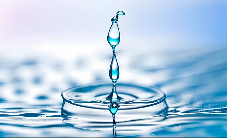 a water droplet is falling into the water with a blue background royalty image, drop of waters, water droplet, drops of clean wa...