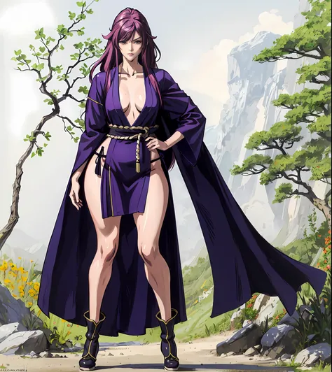 Masterpiece, 4k anime, anime painting of a female warrior in hanfu and robes, plump, slender and well-proportioned perfect body, realistic hanfu, wearing boots, combat posture study, full body, dress: bikini and hanfu, female image, martial arts anime styl...