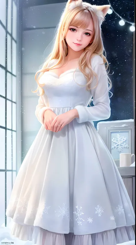 (raw photo:1.2), (photorealistic:1.4), (best quality:1.4), (ultra highres:1.2), (highly detailed:1.3), (HDR:1.2), (cinematic lighting:1.3), (detailed eyes), (facial details), (fur details), (snowy:1.2). ), Cute Little Fox, Standing, (3/4 Portrait: 1.2), (F...