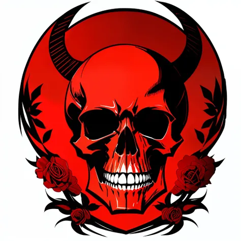 A skull, red skull, Design with 32k quality, inspired by T-shirt design, with Gothic style, made by DSLR Camera, full framing, transparent background, white background, maximum quality, maximum detail.