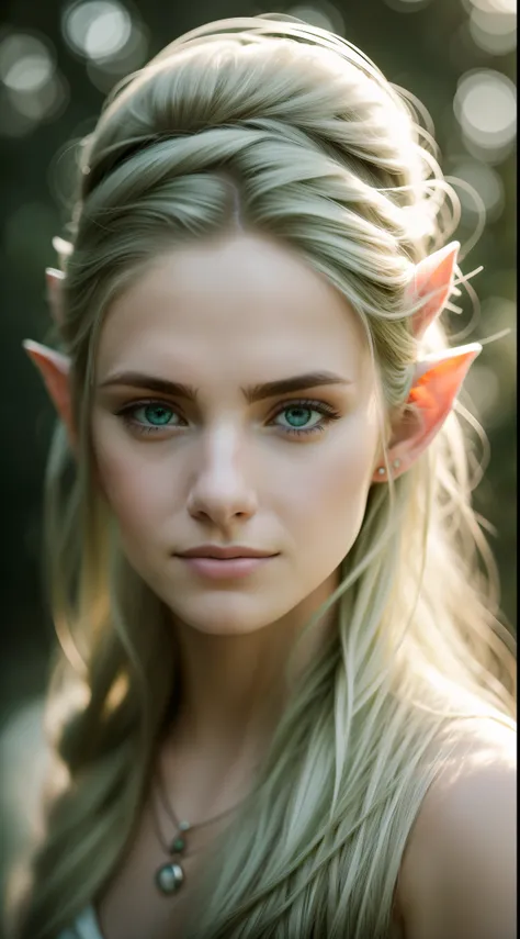 beautiful One Elf woman,dressed like a White Elf style,Happy expression on face,on the mountain,(medium shot:1.5), angelic, beautiful face,(harsh light on skin:1.2), (hard shadows, dark theme, unlit, dim lighting, deep contrast:1.1), (Annie Liebovitz portr...