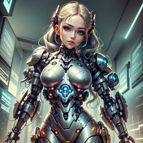 there is a woman in a futuristic suit posing for a picture, cute cyborg girl, beutiful girl cyborg, girl in mecha cyber armor, cyborg girl, cyborg - girl, cybersuit, female cyborg, perfect anime cyborg woman, inspired by Marek Okon, beautiful alluring fema...